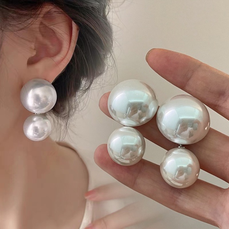 ใหม่ ต่างหูแฟชั่น ประดับไข่มุก ขนาดใหญ่ สไตล์เฮปเบิร์น เรโทร หรูหรา