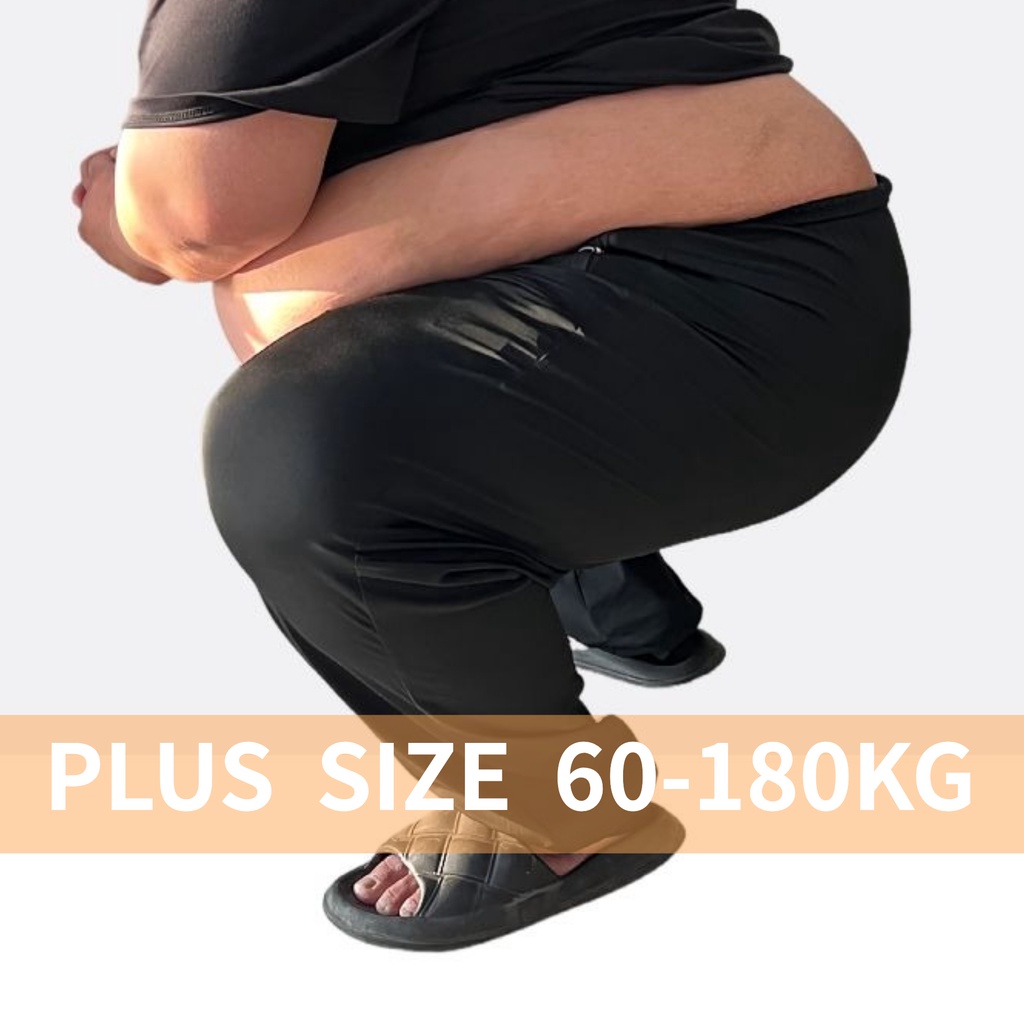 【Plus Size】กางเกงขายาว ทรงตรง ระบายอากาศ สีดํา ขนาดใหญ่ 7XL 8XL 10XL สําหรับผู้ชาย 60-180 กก.