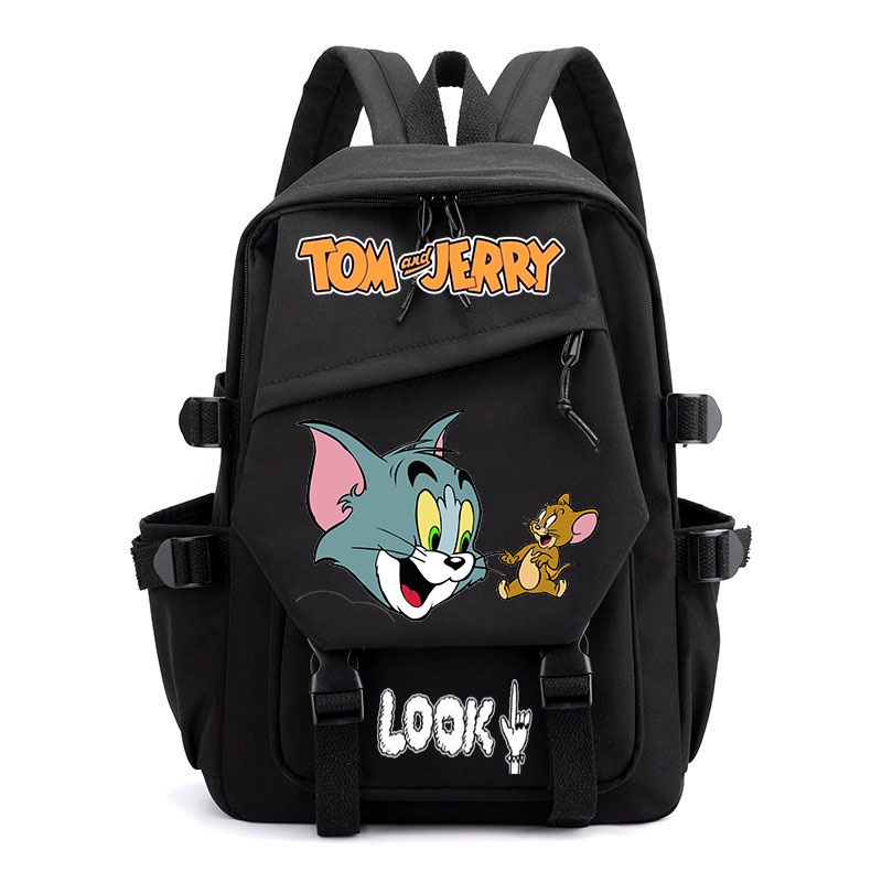กระเป๋าเป้สะพายหลัง กระเป๋านักเรียน พิมพ์ลายการ์ตูน Tom and Jerry น่ารัก จุของได้เยอะ สําหรับเด็ก