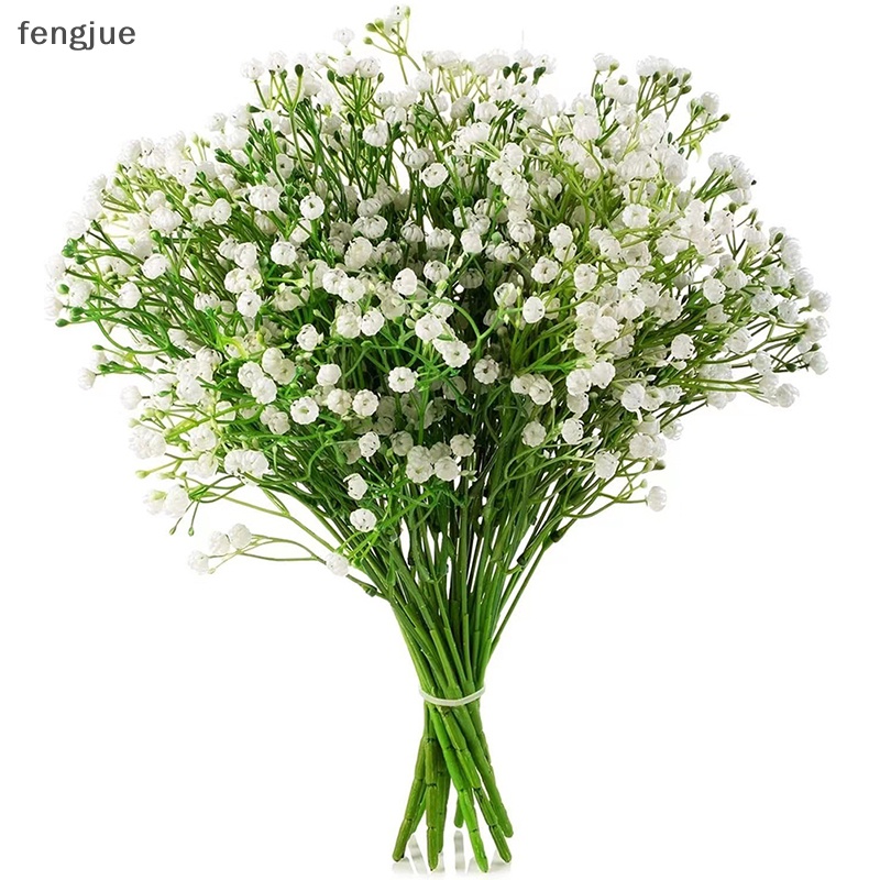 Fengjue ช่อดอกไม้ประดิษฐ์ ยิปโซพลาสติก สีขาว 15 นิ้ว สําหรับตกแต่งบ้าน งานแต่งงาน DIY TH