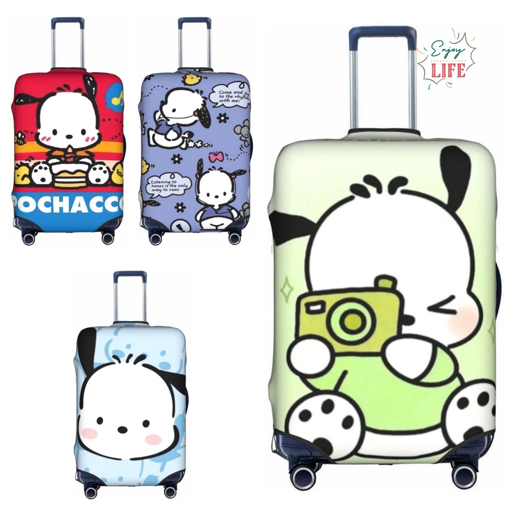 SANRIO ของขวัญฮัลโลวีน ซานริโอ โปชาโค การท่องเที่ยว สนุกกระเป๋าเดินทางปกการ์ตูนกระเป๋าเดินทางป้องกันยืดหยุ่นป้องกันล้างทําความสะอาดได้ด้านล่างซิปฟรีการปรับแต่ง0011อ