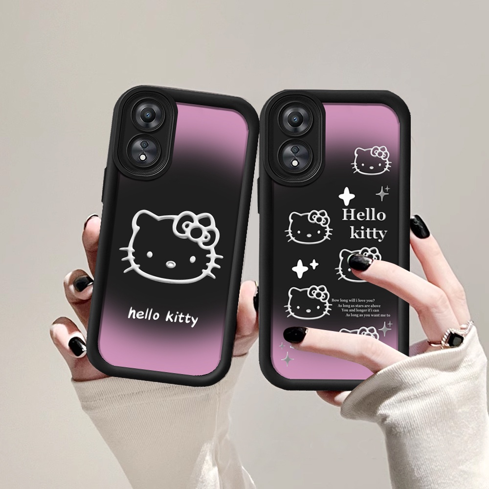 Hostr เคสโทรศัพท์มือถือ แบบนิ่ม ลายคิตตี้ สีม่วง สีชมพู สําหรับ OPPO A18 A38 A78 A58 Reno 8T A57 2022 A17 A16 A16K A16E A15 A15S A54S A3S A5S A12E A12 F9 A31 A92 A52 A53 A33 A32 A54