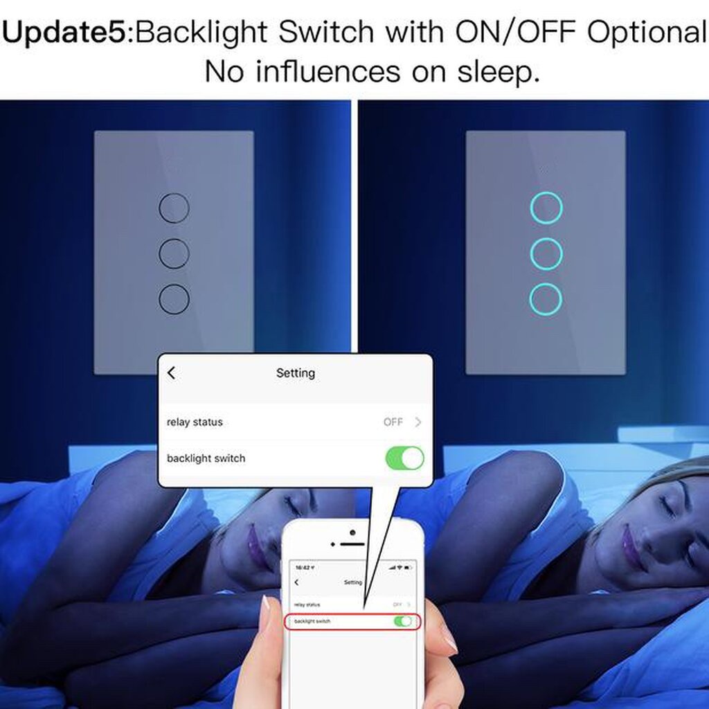 NEW Tuya แป้นสวิตช์ Wi-Fi เปิดปิด ตั้งเวลานอกบ้านได้ผ่านแอป  สั่งด้วยเสียง Google Home/Alexa Smart Wall Touch Switch