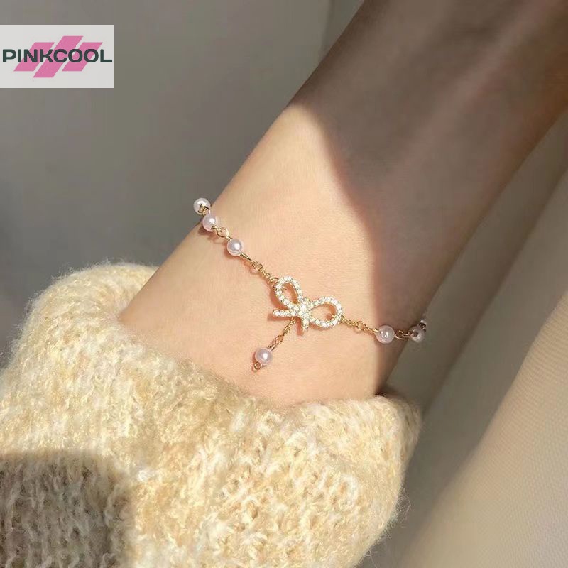 Pinkcool แฟชั่น อารมณ์ คริสตัล โบว์ จี้ สร้อยข้อมือ กําไลข้อมือ สําหรับผู้หญิง เครื่องประดับ ของขวัญ ปาร์ตี้ ขายดี – โปรปัง