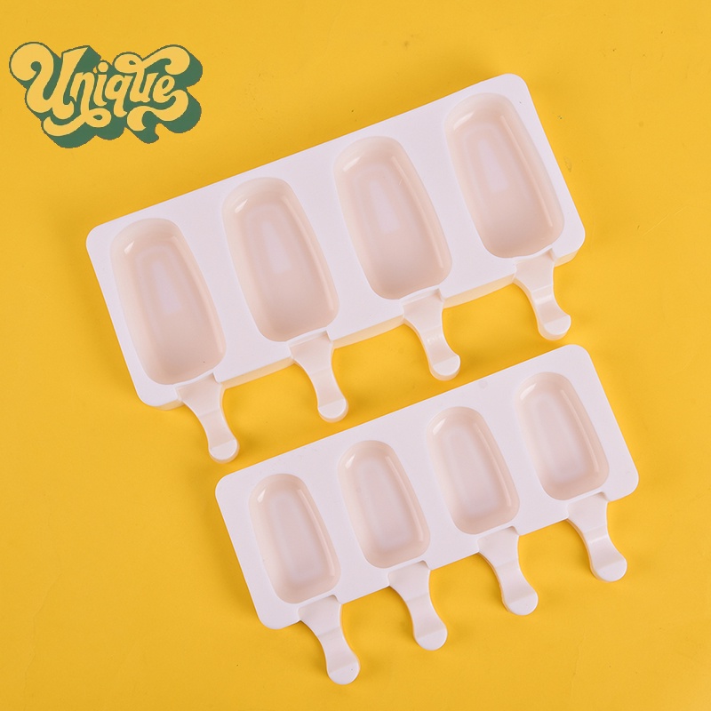 (Unique) แม่พิมพ์ซิลิโคนไอศกรีมน้ําผลไม้ Popsicle Maker Ice Lolly Mould - 4 เซลล์ใหม่