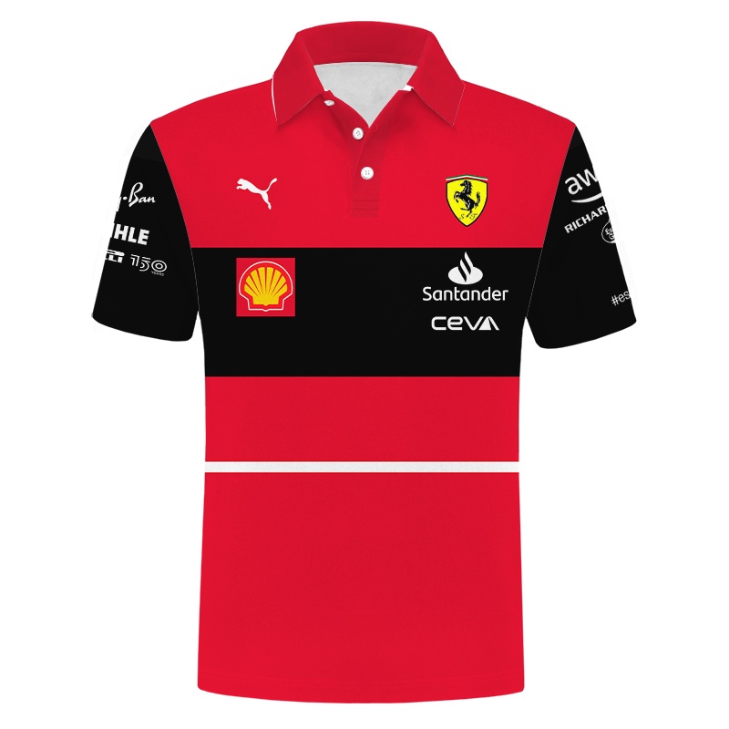 เสื้อโปโลแขนสั้น ลายทีม Scuderia Ferrari 2022 2023