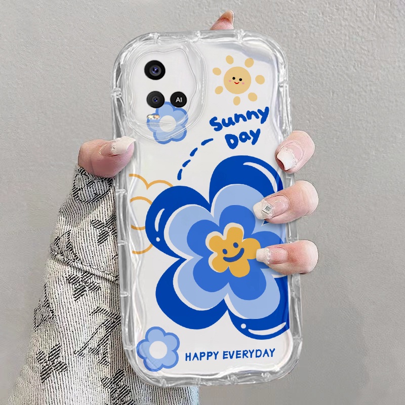 เคส VIVO Y21 Y21T T1X Y33T Y33S เคสโทรศัพท์ใส นิ่ม ความรู้สึกสูง หยัก แฟชั่น ใส เคสโทรศัพท์ สายรุ้ง ดอกไม้