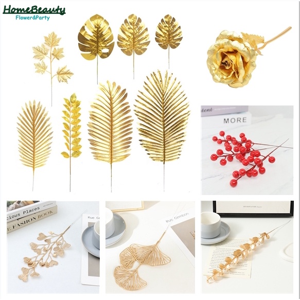 ต้นคริสต์มาส ใบมอนสเตอร่าปลอม สีแดง สีทอง สไตล์นอร์ดิก สําหรับตกแต่งบ้าน ออฟฟิศ 1 ชิ้น