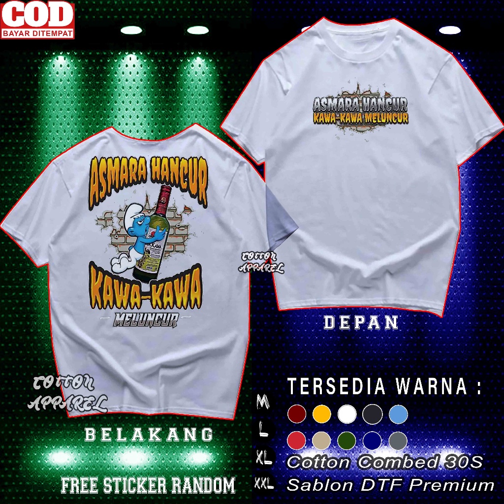 เสื้อยืด V2 เสื้อยืดพรีเมี่ยม พิมพ์ลาย ASMARA Destroyed KAWA-KAWA KU BASUH Wound With KAWA-KAWA