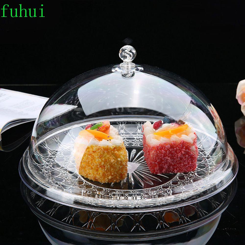 Fuhui ถาดวางอาหาร แบบใส พร้อมฝาปิด สร้างสรรค์ สําหรับขนมหวาน ชา เค้ก เบเกอรี่