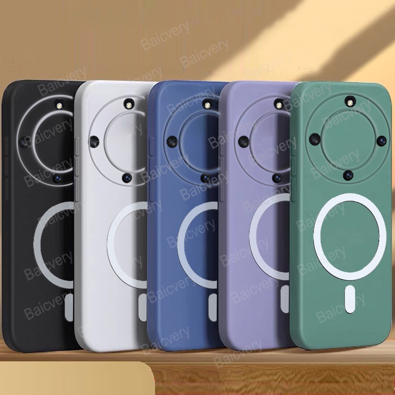 Huawei Honor X9A RMO-NX1 / Honor X9B เคสแฟชั่น สีสันสดใส ซิลิโคนนุ่ม แม่เหล็ก ไร้สาย ชาร์จ เคสป้องกันเต็มรูปแบบ