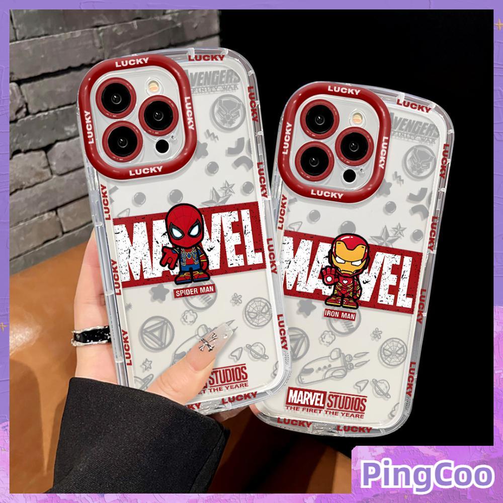 Pingcoo - เข้ากันได้สำหรับ เคสไอโฟน11 เคส iphone 11 15 pro max Bright SHINY CLEAR Air กระเป๋ากันกระแทกกล้องป้องกัน Soft TPU น่ารัก Spiderman Iron Man ใช้งานร่วมกับ iPhone 14 PRO MAX 13 12 XR XS 7Plus 8 PLUS