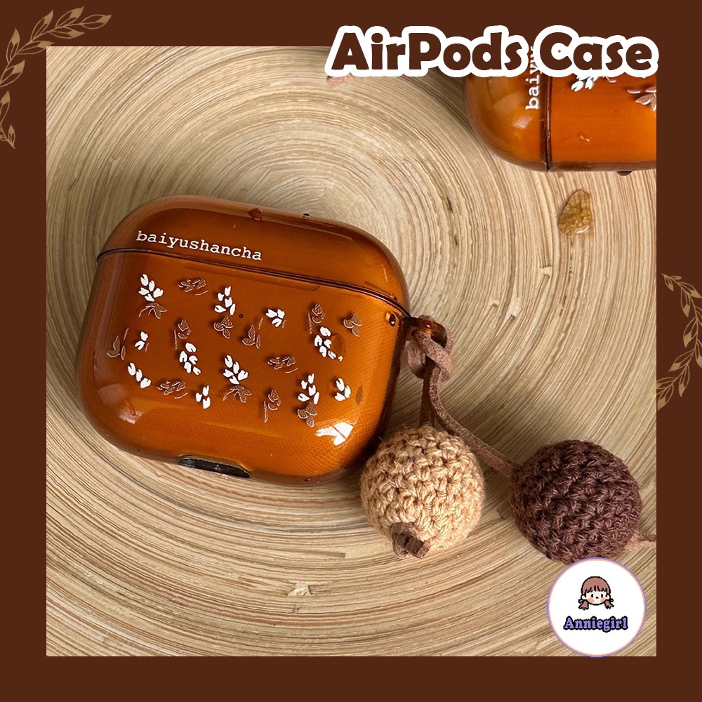 เคสหูฟังบลูทูธไร้สาย ป้องกันฝุ่น แต่งจี้ลูกบอล สีน้ําตาล แบบเรียบง่าย สําหรับ Airpods 1 2 3 Airpod Pro 2