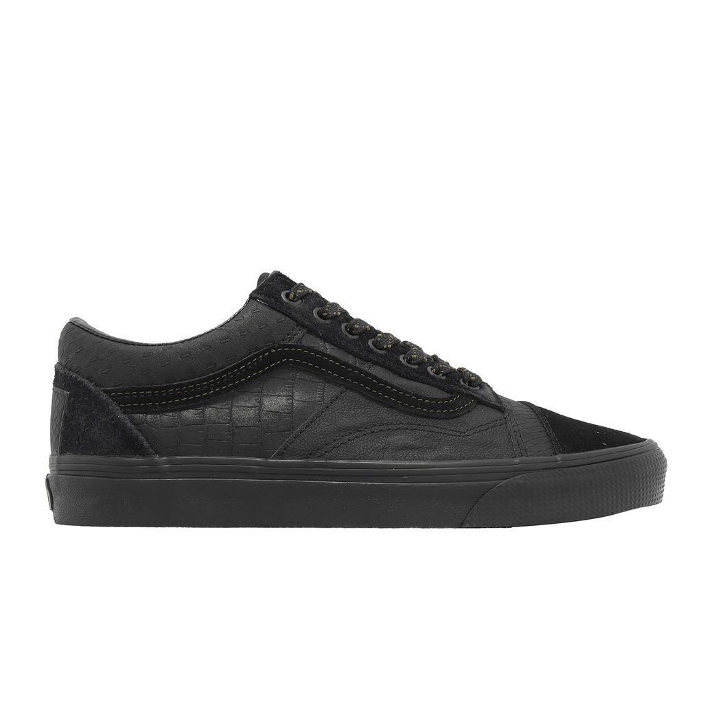Vans Casual Shoes Old Skool Patchwork All Black Stitching Suede Leather Crocodile Pattern Men Women