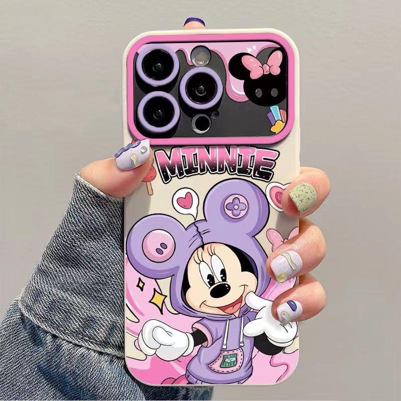 เคสมือถือ แบบนิ่ม ลายมินนี่เมาส์ สําหรับ iPhone 11 12 14 15 13 Pro Max X XR XS Max 14 15 Plus Case TPU Protective Cover