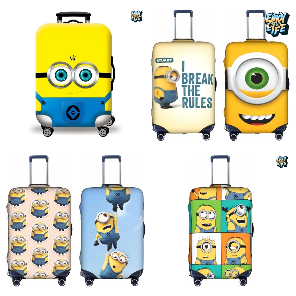 Minions Travel กระเป๋าเดินทาง Spandex ยืดหยุ่นกระเป๋าเดินทาง Protector ป้องกันฝุ่นฝาครอบกันน้ํา Fit 18-32 นิ้วขนาดใหญ่ N601