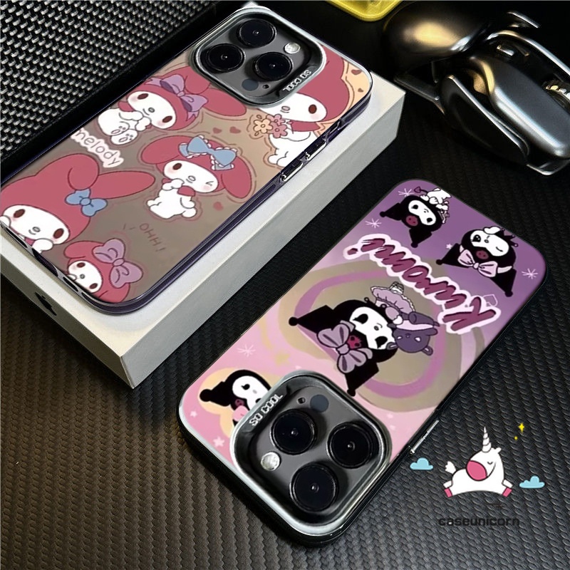 เคสโทรศัพท์มือถือแบบนิ่ม ชุบโลหะ ลายการ์ตูนกราฟฟิตี้ คุโรมิ เมโลดี้ ดาว เคอร์บี้ น่ารัก หรูหรา สําหรับ IPhone 11 12 15 14 13 Pro Max 7Plus XR XS Max X 7 8 Plus SE 2020