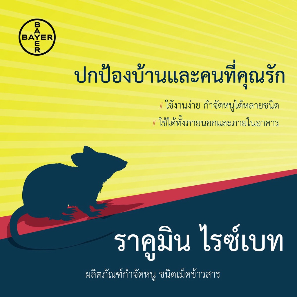 หนูกลัวมาก [1 กล่อง] BAYER เบเยอร์ ราคูมิน ข้าวสารกำจัดหนู กล่อง 100 กรัม