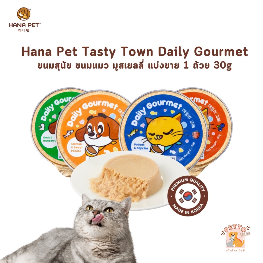 Hana Pet [แบ่งขาย 1 ถ้วย] ขนมสุนัข ขนมแมว Tasty Town Daily Gourmet รูปแบบมูสเยลลี่ ขนาด 30g