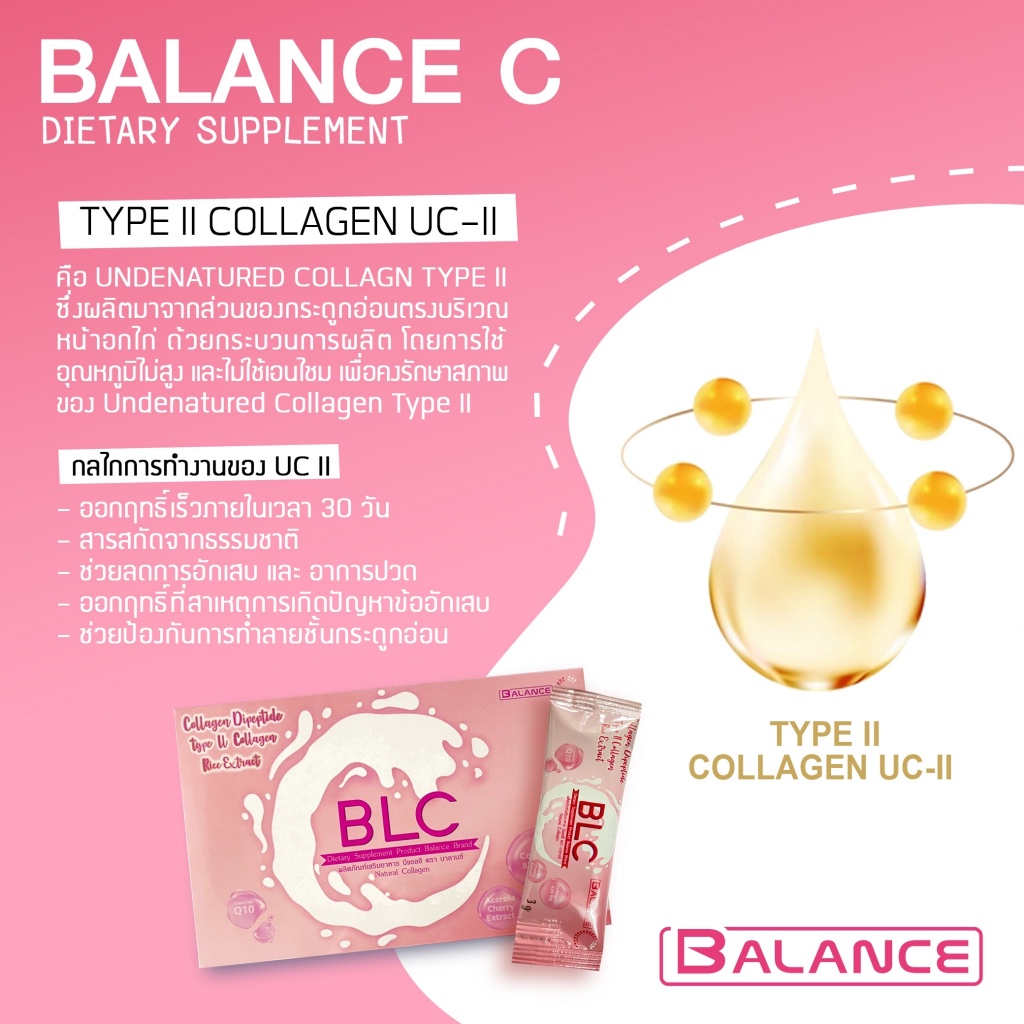 Balance C BLC Collagen คอลลาเจน เข้มข้น พิเศษ เร่งขาวx10 ชนิดผงพร้อมทานไม่ต้องชง คอลลาเจนผิว คอลลาเจ