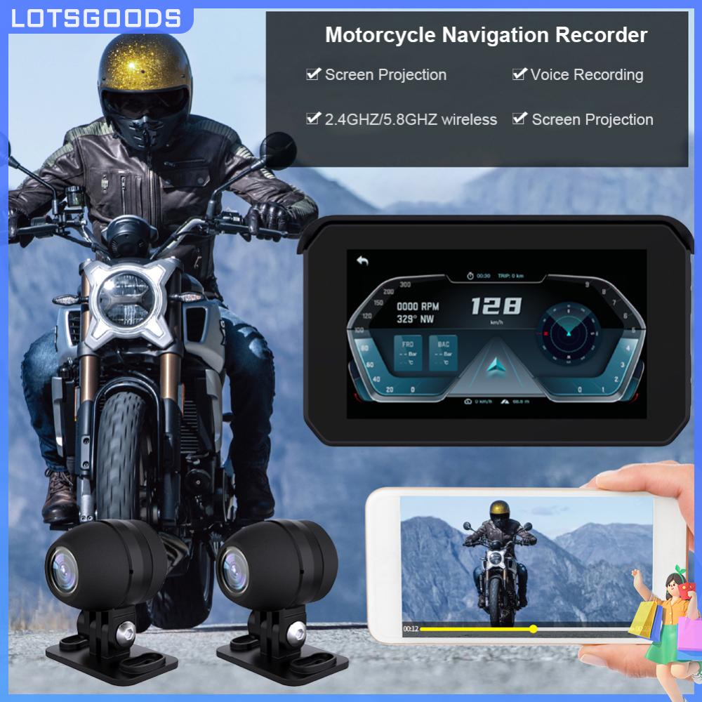 Lotsgoods.th เครื่องนําทาง GPS HD 1080P 5 นิ้ว ระบบเซนเซอร์ G-Sensor สําหรับรถจักรยานยนต์