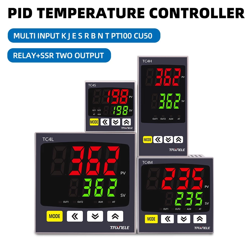 Dual output PID digital thermostat universal input TC4S TC4H TC4L TC4M temperature controller SSR relay 110VAC 220V