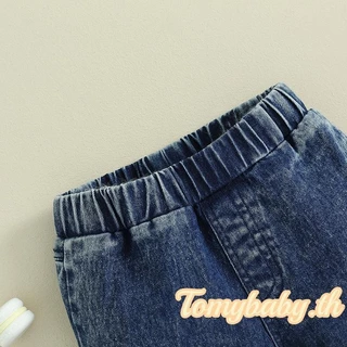 Tomybaby- กางเกงยีนขายาว ลําลอง แต่งกระดิ่ง แฟชั่นฤดูใบไม้ผลิ สไตล์สตรีท สําหรับเด็กผู้หญิง