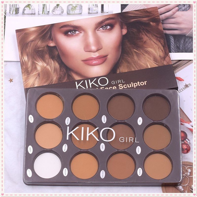 Kiko 12-Color Makeup Contour Palette Earth Color Matte Smooth Eye Shadow Repairing Dual-Purpose Palette High Colour Rendering แต่งหน้าติดทนนาน JOYFEEL