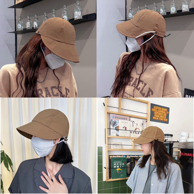 (HV) หมวกแก๊ป (ผ้าร่ม) ป้องกันกันแดด มีที่ไว้คล้องแมส รูปที่ 4