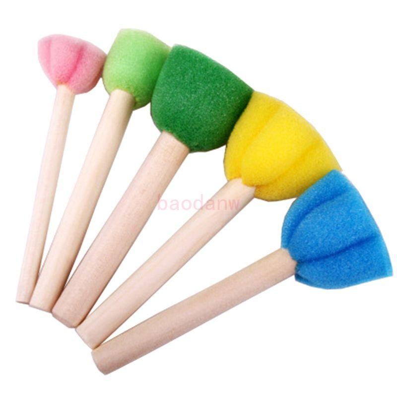 5Pcs Sponge Brushes Drawing Toys Children Art Flower Pattern DIY Painting Tools