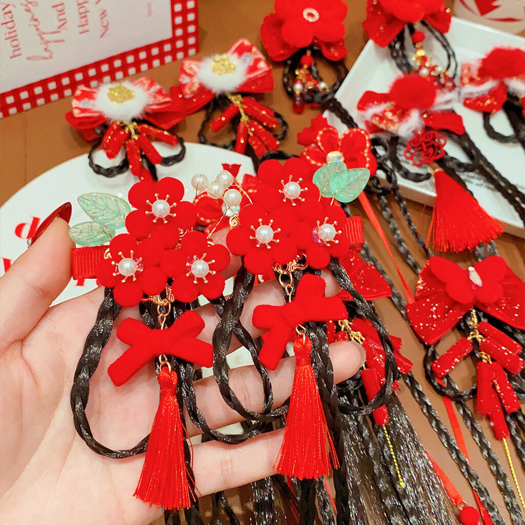 กิ๊บผมตรุษจีนพร้อมหางเปีย ประดับผมตรุษจีน กิ๊บแต่งผมพส.จีน - รูปที่ 5