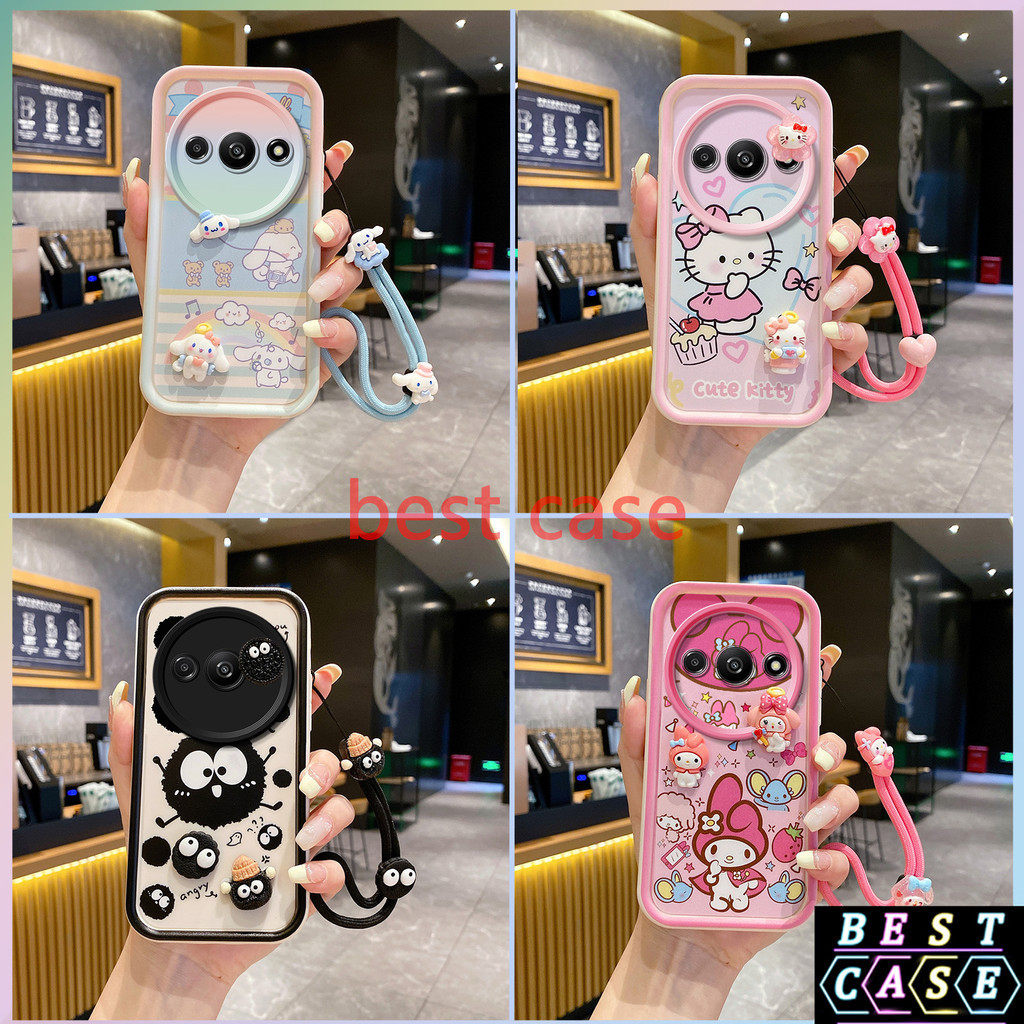 เคส Redmi A3 4G เคส Cinnamoroll และ ‌Hello Kitty ลายการ์ตูนสามมิติรูปตุ๊กตาเคสโทรศัพท์นุ่มน่ารัก XX-TYGZ
