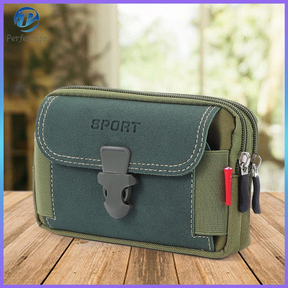 กระเป๋าคาดเอวผ้าใบกลางแจ้งกีฬาลําลองผู้ชายกระเป๋าโทรศัพท์ซิปเข็มขัดบอมกระเป๋า ~ G - รูปที่ 4