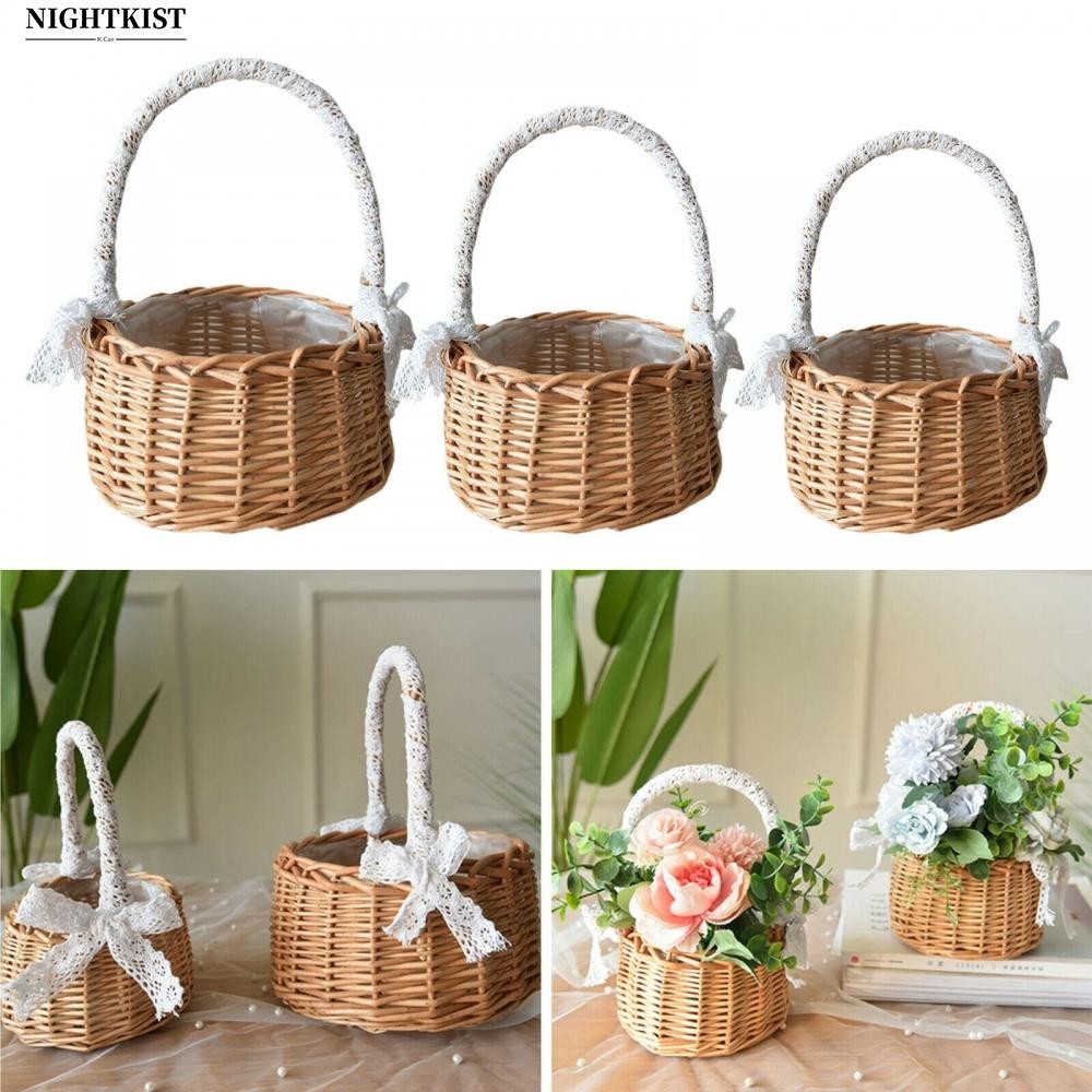 Storage Basket. Storage Wicker 3 Size Fresh Rattan Gifts Flower Picnic