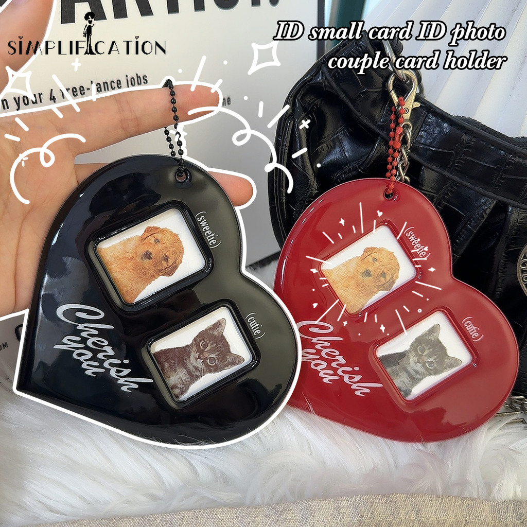 Ankela Red Creative Heart Shape Photocard Holder – พวงกุญแจกรอบรูปไอดอลคนรักสไตล์เกาหลี – ของขวัญตกแต่งกระเป๋าเป้สะพายหลัง