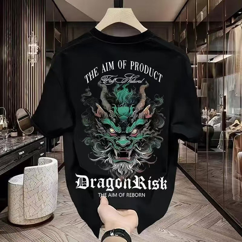 เสื้อยืด oversize สกรีนหน้าหลัง คอกลม เสื้อยืดผู้ชายเท่ๆ  tshirt men สีดํา-ขาว เสื้อแฟชั่น แขนสั้นผู้ชาย สตรีทแฟชั่น