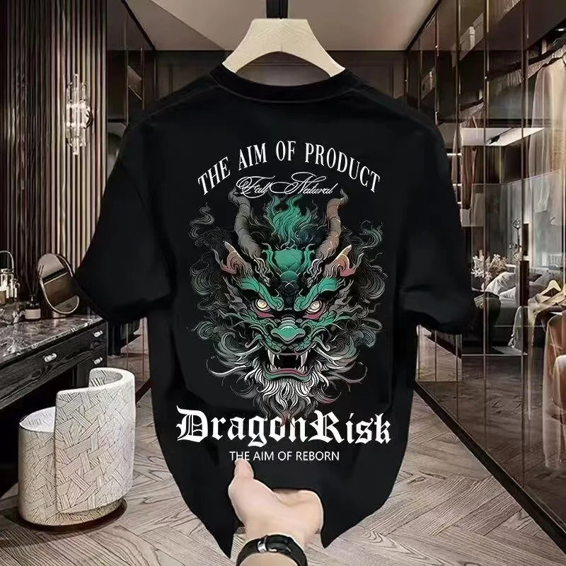 เสื้อยืด oversize สกรีนหน้าหลัง คอกลม เสื้อยืดผู้ชายเท่ๆ tshirt men สีดํา-ขาว เสื้อแฟชั่น แขนสั้นผู้ชาย สตรีทแฟชั่น