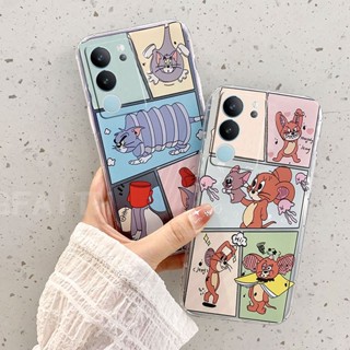 ใหม่ เคสโทรศัพท์มือถือแบบนิ่ม ใส กันกระแทก กันรอยเลนส์กล้อง ลายการ์ตูน Tom and Jerry น่ารัก สําหรับ VIVO V29 5G 2023 V29