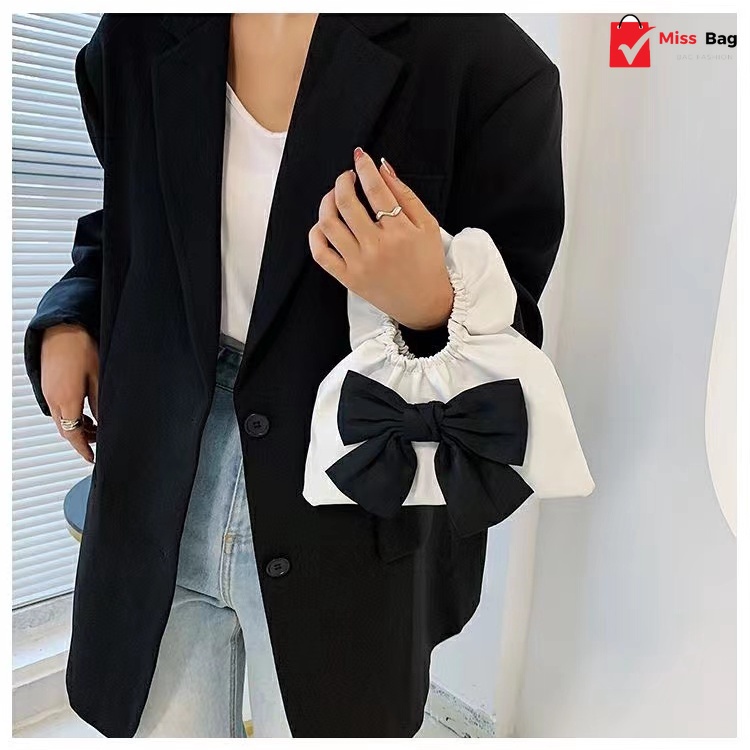 【ลดล้างสต๊อก】Niche กระเป๋าผู้หญิง หนังมัน มีโบว์ กระเป๋าถือขนาดเล็ก รุ่น D-1392