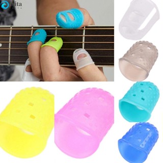 Isita ถุงมือซิลิโคน กันลื่น สีพื้น สําหรับป้องกันนิ้วมือกีตาร์ DIY 4 ชิ้น ต่อชุด