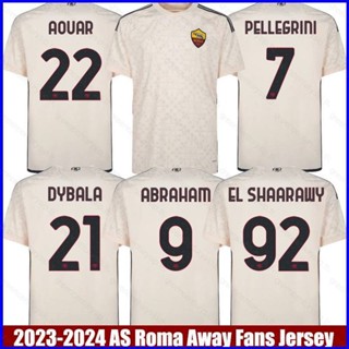 Gp1 2023-2024 เสื้อยืดลําลอง แขนสั้น พิมพ์ลาย AS Roma Away Jersey Dybala Shaarawy Aouar Pellegrini Abraham พลัสไซซ์ PG1