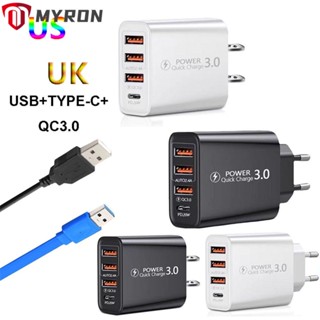 Myron อะแดปเตอร์ชาร์จเร็ว USB TYPE-C QC3.0 สําหรับบ้าน