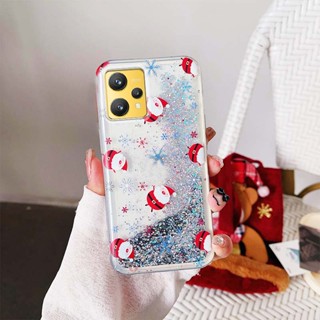 Ybd เคสโทรศัพท์มือถือ ลายต้นคริสต์มาส ซานตาคลอส กวาง มีทรายไหล สําหรับ OPPO Realme 9 5G SE Q3T Q3S OPPO K9S