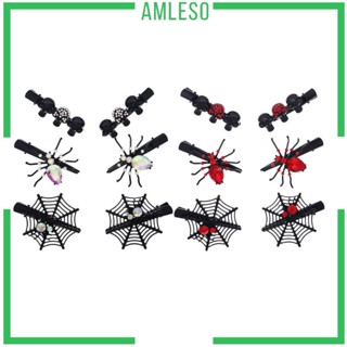 [Amleso] กิ๊บติดผม ลายฮาโลวีนน่ารัก สีดํา เครื่องประดับ สําหรับผู้หญิง 6 ชิ้น
