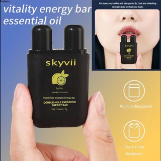 Energy Nasal Inhaler Skyvii Vitality Stick Anti-drowsiness Cool Mint Double Hole Energy Bar น้ำมันหอมระเหยแบบพกพา สูตรสกัดพืช แท่งจมูกสดชื่น Aube