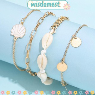 WISDOMEST สร้อยข้อเท้า สายโซ่ แฮนด์เมด สไตล์โบฮีเมียน