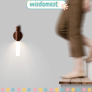 WISDOMEST โคมไฟติดผนัง LED ไร้สาย เหนี่ยวนําแสงกลางคืน สําหรับตู้เสื้อผ้า