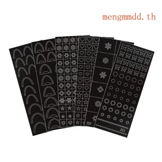 Mengt แม่แบบลายฉลุ สไตล์ฝรั่งเศส สําหรับตกแต่งเล็บ DIY 6 ชิ้น