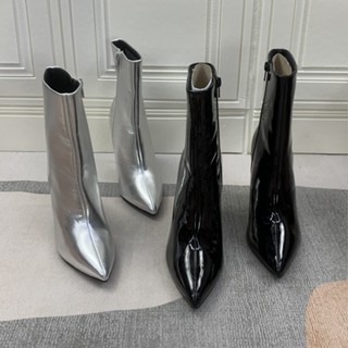 R1537 Scoop รองเท้าบูท ส้นสูง 3.5 นิ้ว หัวแหลม ขนาดใหญ่ 6.5 7.5 8.5 9/40 9.5/41 10/42 สําหรับผู้หญิง 2023