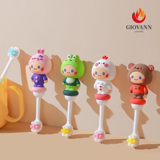 Giovanni แปรงสีฟัน ขนแปรงนุ่ม ด้ามจับสไลด์ ป้องกันฟัน แบบพกพา ด้ามจับสั้น ลายการ์ตูนสัตว์น่ารัก เพื่อสุขอนามัยช่องปาก สําหรับเด็ก